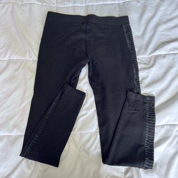 Abbeline Womens Medium Black Leggings Faux Leather Side Panel Office Business - Picture 7 of 7